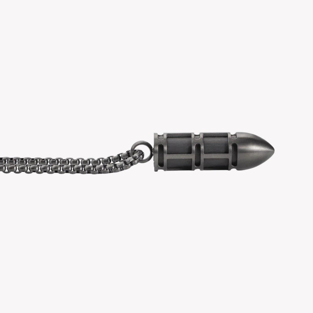 Zink Men's Black Stainless Steel & Carbon Fiber Necklace | Zjpd021gn