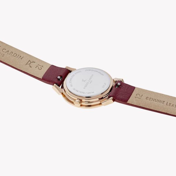 Pierre Cardin Women's Rose Gold Watch, Burgundy Leather | Cpi.2512