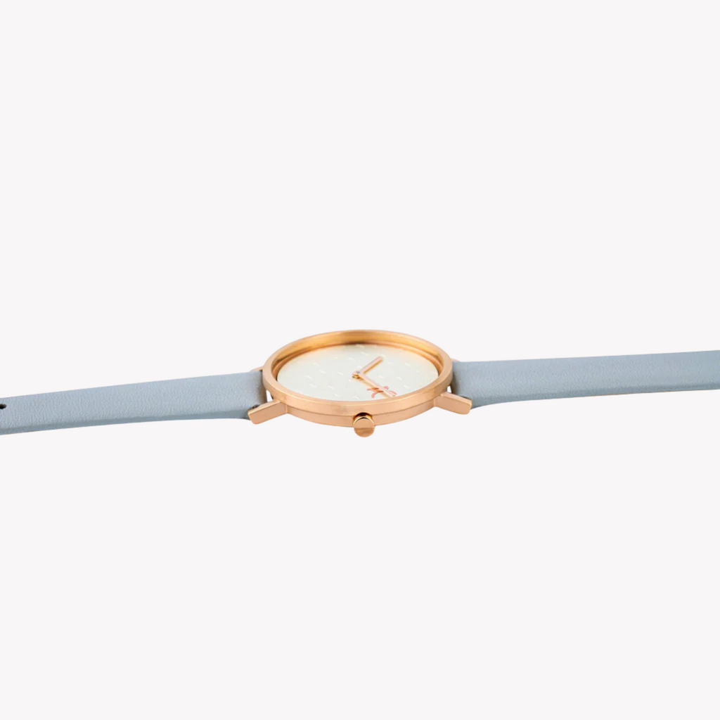 Montre femme PIERRE CARDIN avec boîtier en acier inoxydable or rose et bracelet en cuir gris