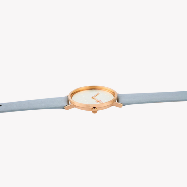 Pierre Cardin Women's Gray Leather Watch, Rose Gold Case | Cbv.1520