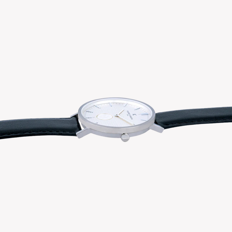 Pierre Cardin Men's Silver Stainless Steel, Black Leather | Cbv.1051 by i-watch