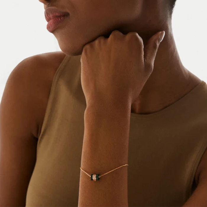 Emporio Armani Women's Rose Gold Bracelet, Malachite & Cubic Zirconia | EG3571221