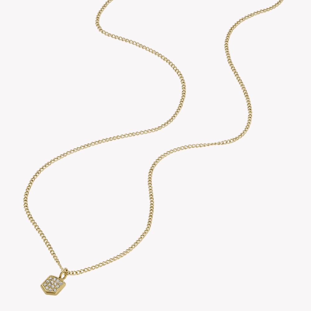Fossil Women's Gold-Tone Necklace, Clear Crystals | JF04530710