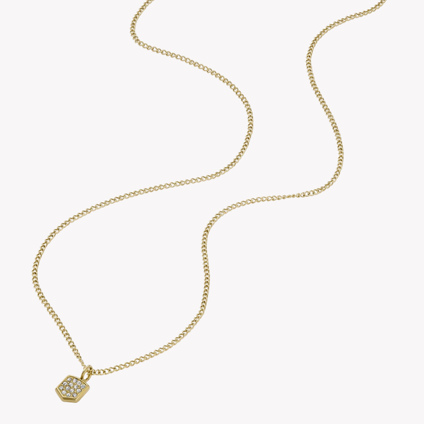 Fossil Women's Gold-Tone Necklace, Clear Crystals | JF04530710