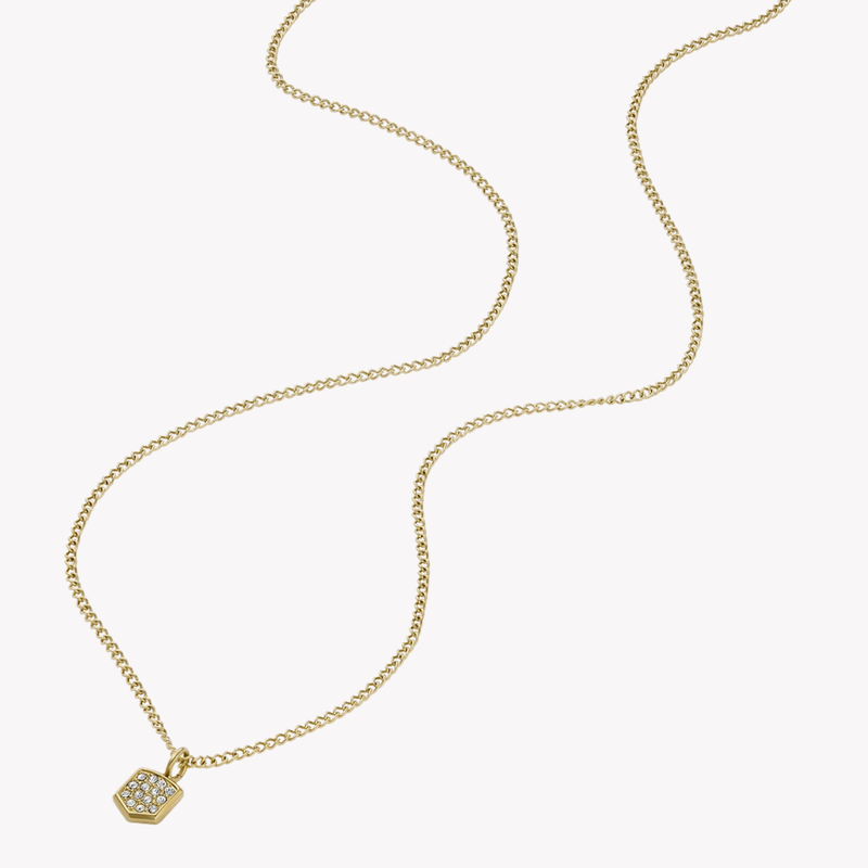 Fossil Women's Gold-Tone Necklace, Clear Crystals | JF04530710