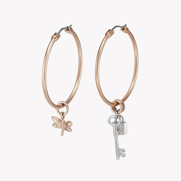 Emporio Armani Women's Rose Gold Earrings, Crystal PavÃ© Hoops | EGS2579221