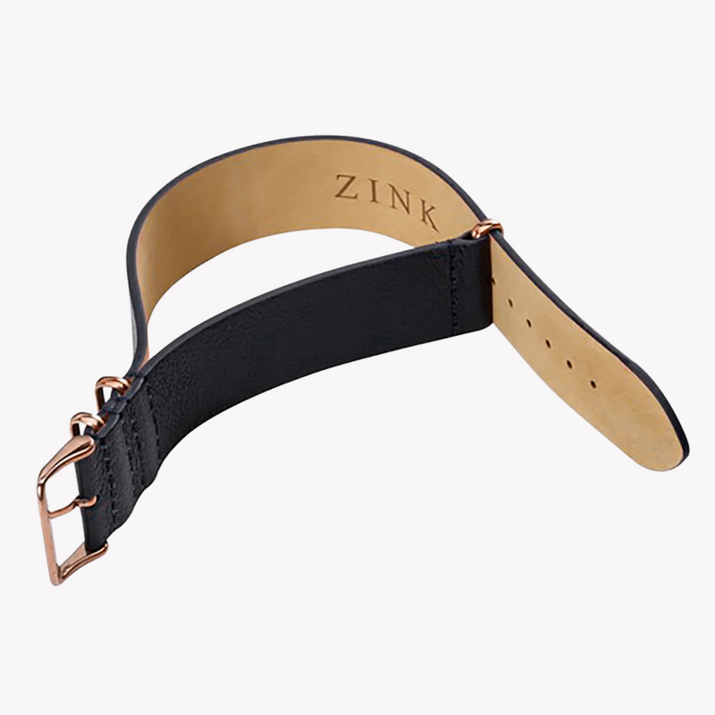 Zink Men's Leather Watch Band - Black | Zlb001bwg by i-watch
