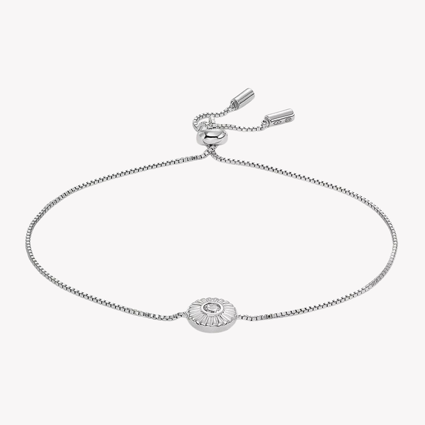 Fossil Women's Silver Bracelet, Texture Circle Slider | JFS00616040