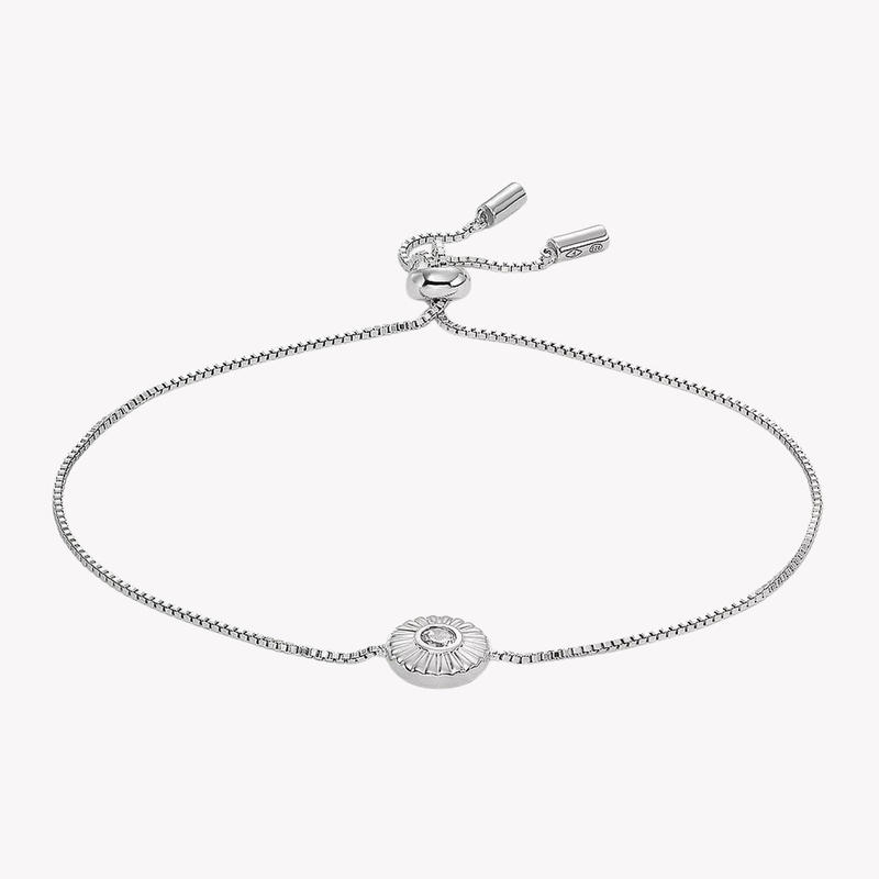 Fossil Women's Silver Bracelet, Texture Circle Slider | JFS00616040