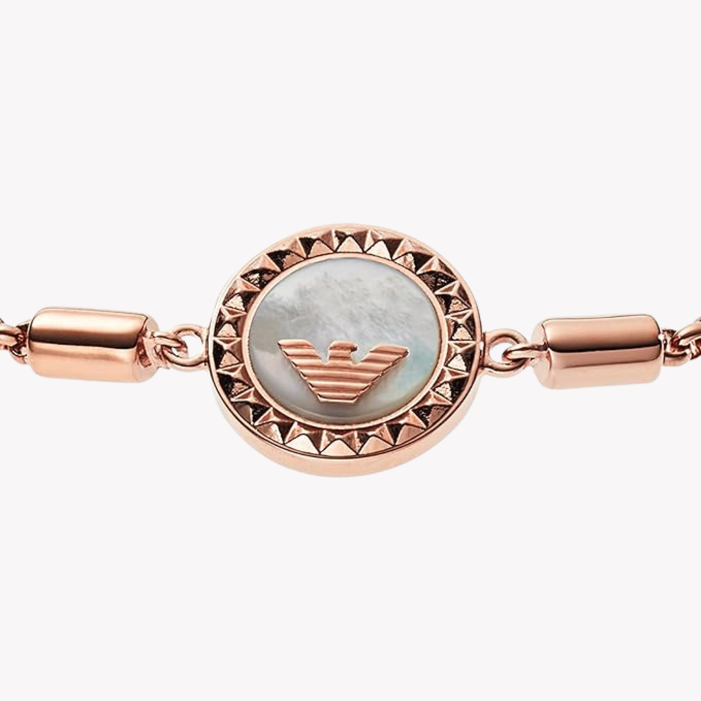 Emporio Armani Women's  Rose Gold Bracelet, Eagle Logo Plate | EGS2568221