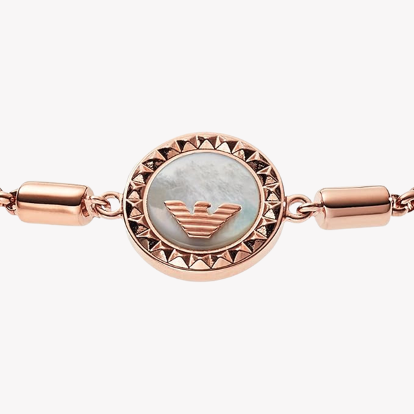 Emporio Armani Women's  Rose Gold Bracelet, Eagle Logo Plate | EGS2568221