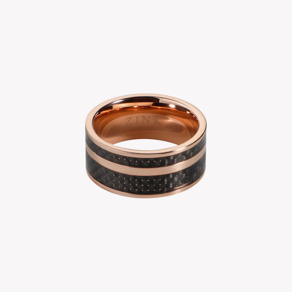 Zink Men's Rose Gold & Black Stainless Steel Ring | Zjrg016sb