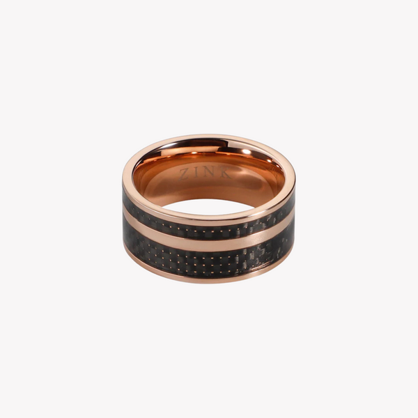 Zink Men's Rose Gold & Black Stainless Steel Ring | Zjrg016sb