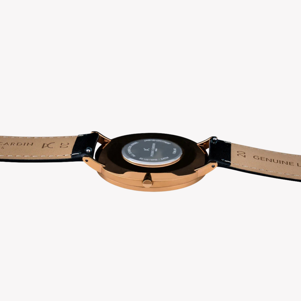 PIERRE CARDIN CBN.3009 ELEGANTE ROSÉGOLD HERRENUHR – GRAUES ZIFFERBLATT & SCHWARZES LEDERBAND