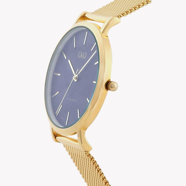 Q&Q Men's Gold Men's Watch, Blue Dial | QA20J012Y