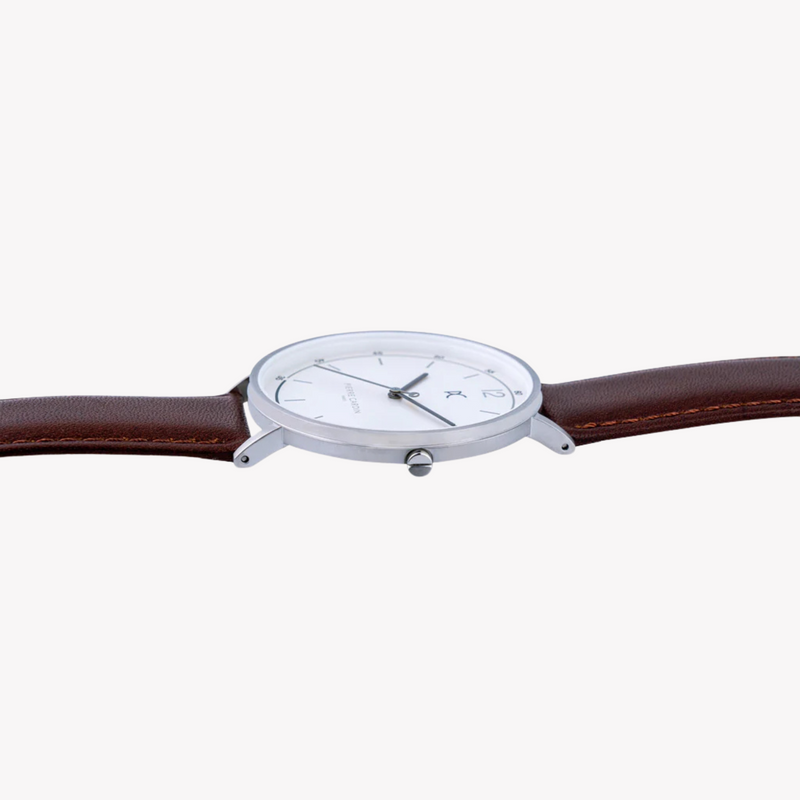Pierre Cardin Men's Silver Stainless Steel, Brown Leather | Cbn.3001 by i-watch