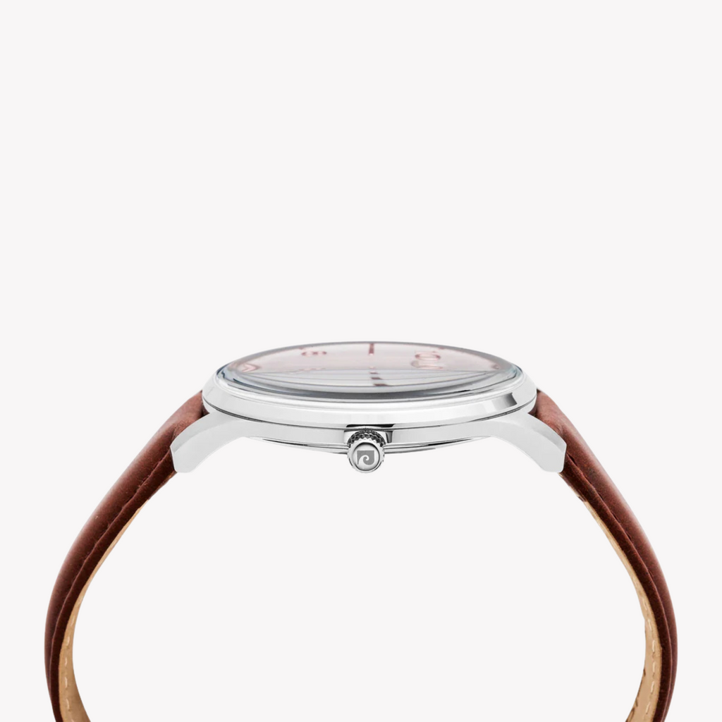 Pierre Cardin Men's Brown Leather Watch, Rose Dial | Pc902671f130