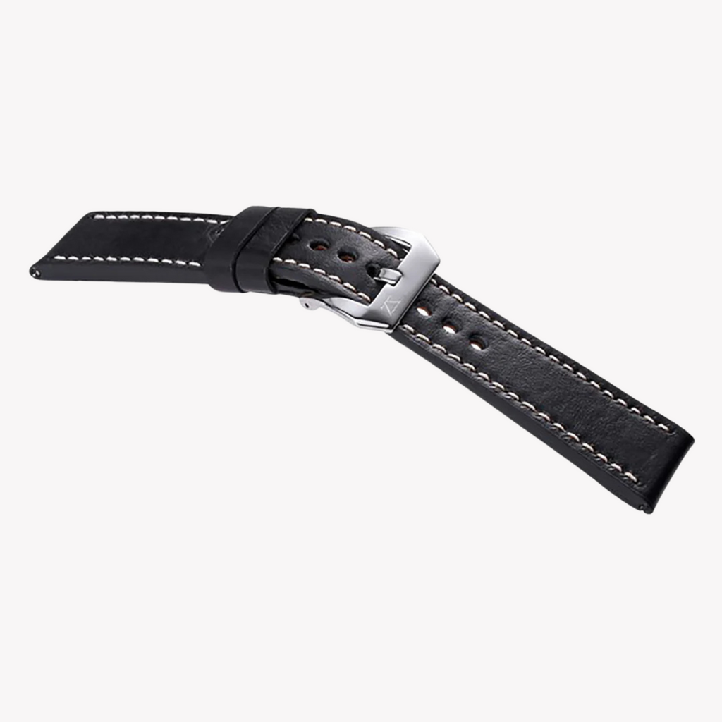 Zink Men's Leather Watch Band - Black | Zlb003bs