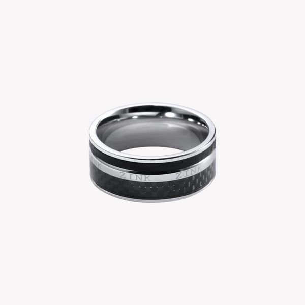 Zink Men's Silver & Black Stainless Steel Ring | Zjrg016sps