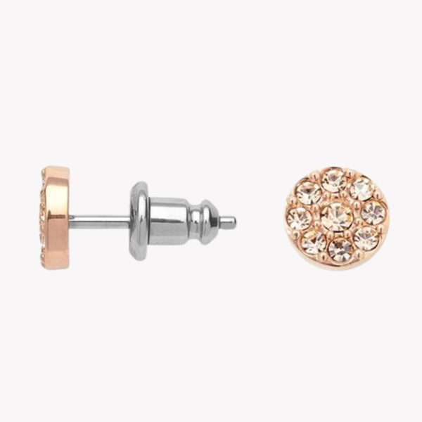 Fossil Women's Rose Gold Earrings, Crystal Accents | JF00830791