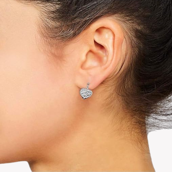 Fossil Women's Silver Earrings, Mother Of Pearl Heart Cut Out | JFS00489040