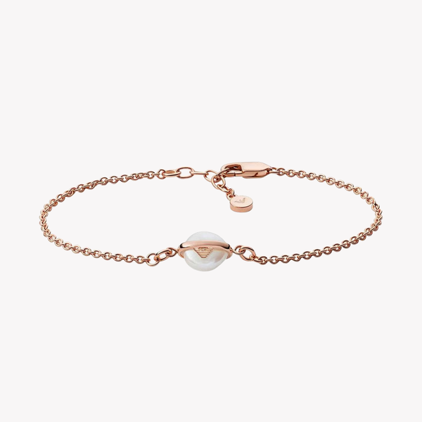 Emporio Armani Women's Rose Gold Bracelet, Pearl & Eagle Logo | EG3533221