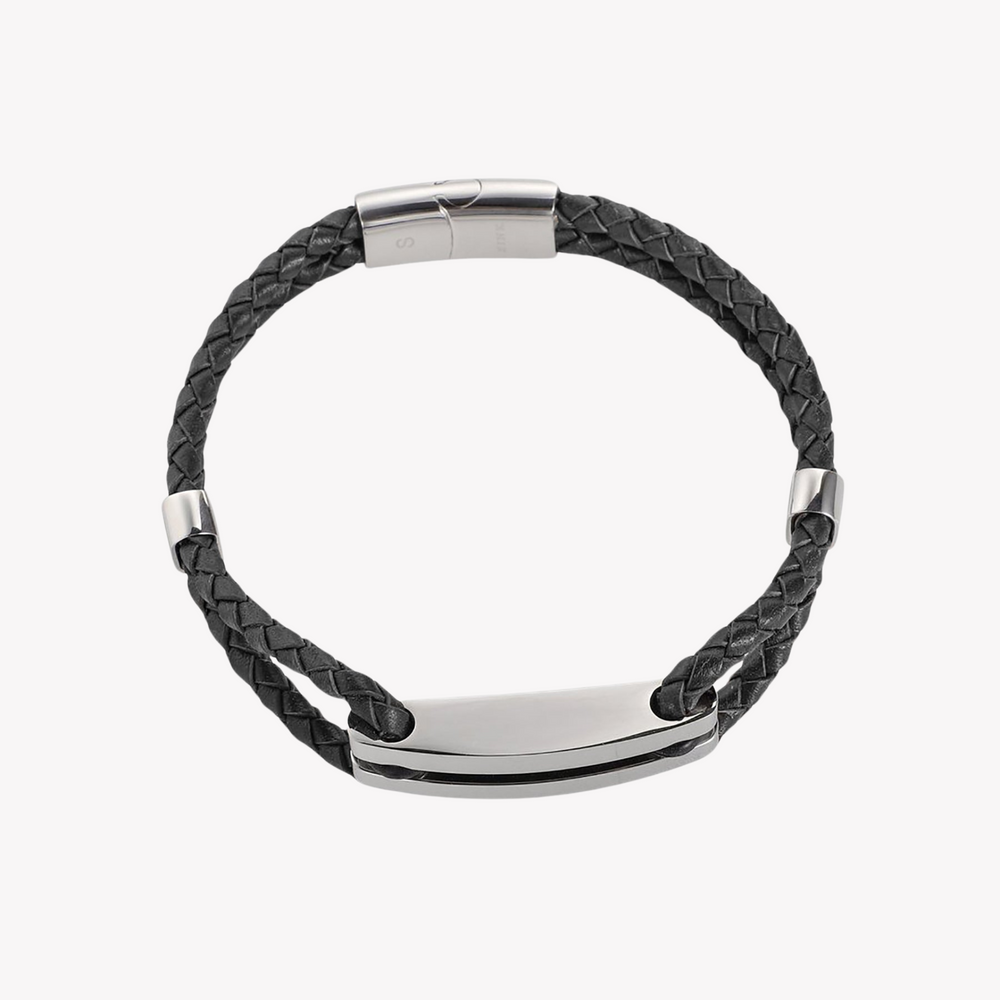 Zink Men's Silver & Black Stainless Steel Bracelet | Zjbc016slpb