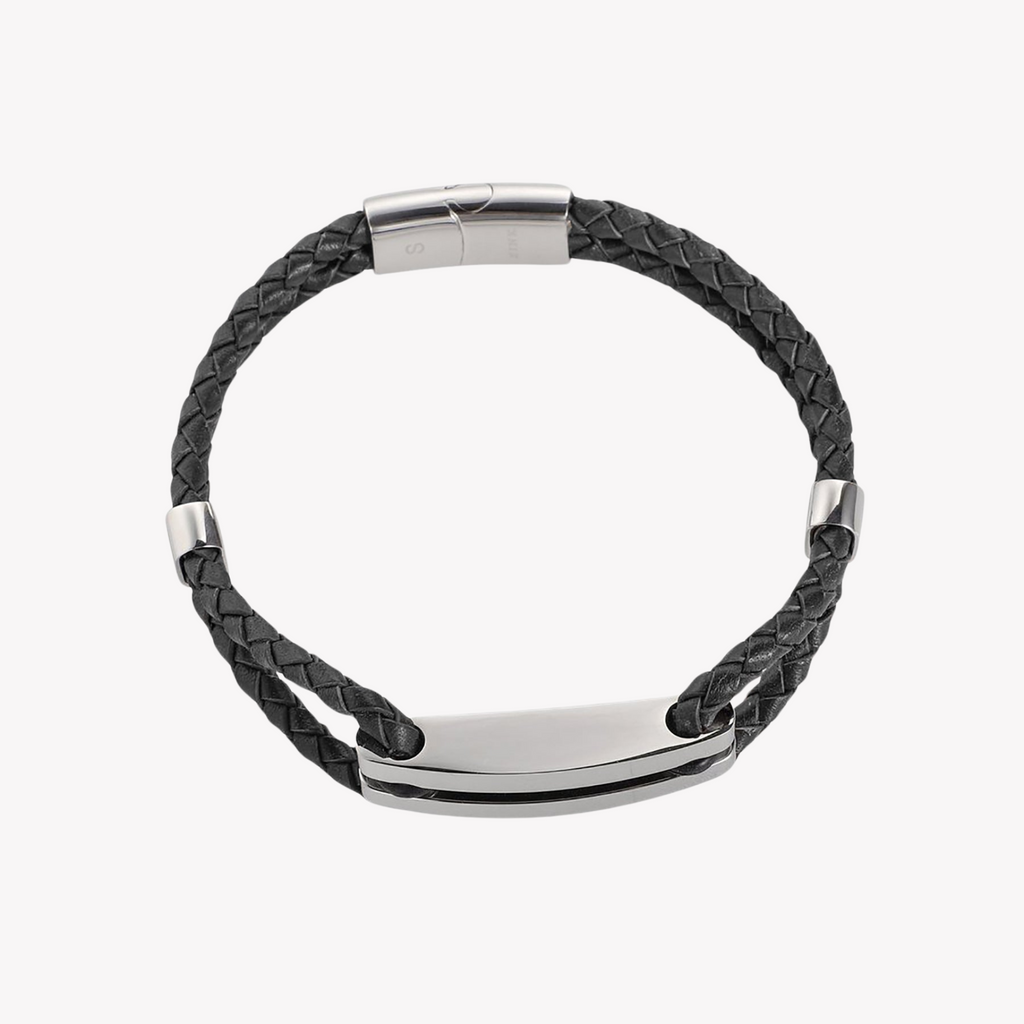 Zink Men's Silver & Black Stainless Steel Bracelet | Zjbc016slpb