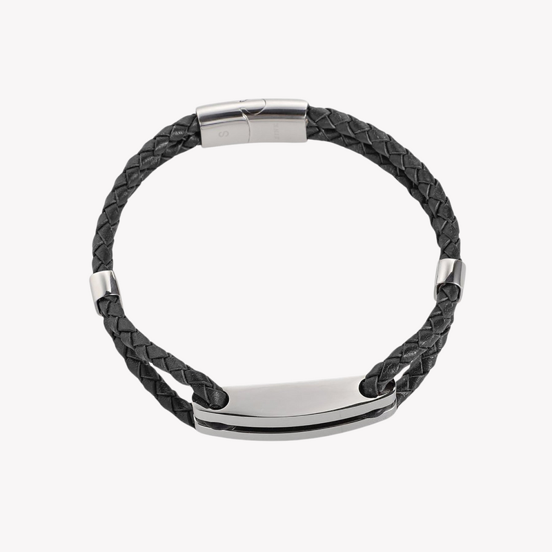 Zink Men's Silver & Black Stainless Steel Bracelet | Zjbc016slpb