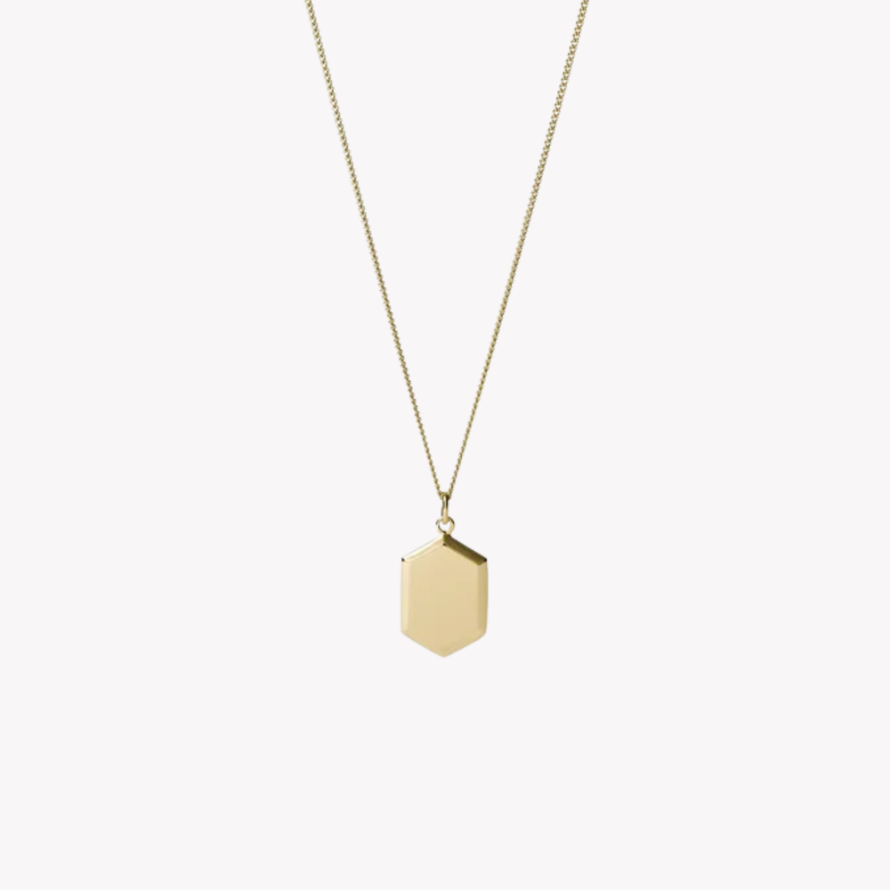 Fossil Women's Gold-Tone Necklace, Hexagonal Pendant | JF03363710