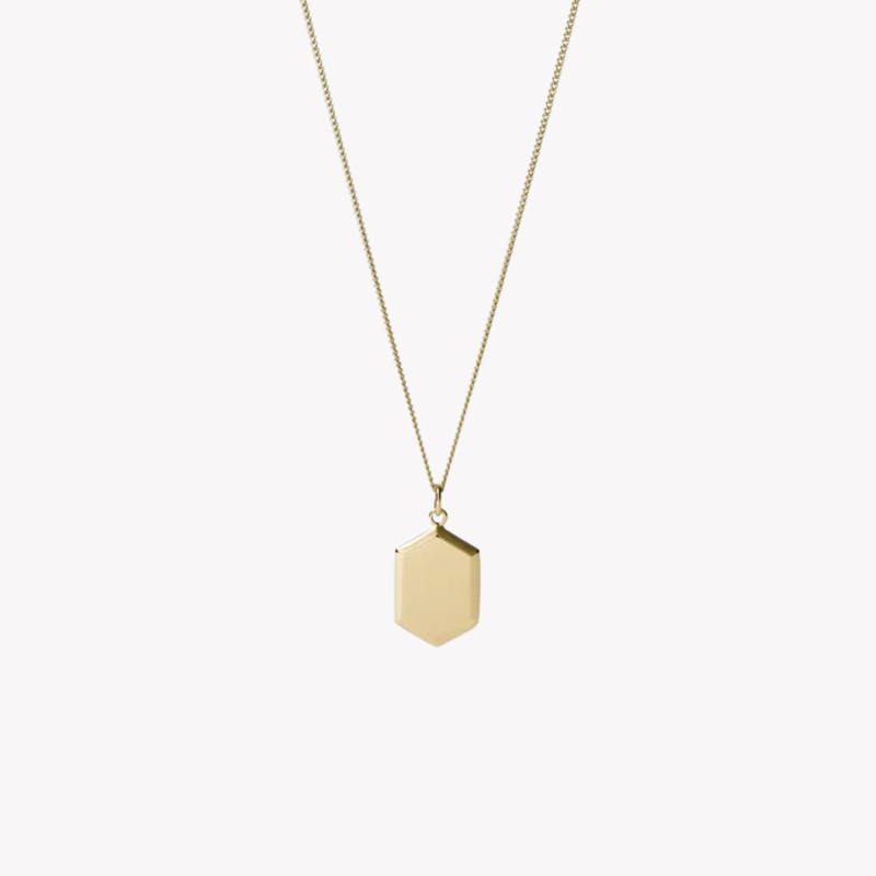 Fossil Women's Gold-Tone Necklace, Hexagonal Pendant | JF03363710