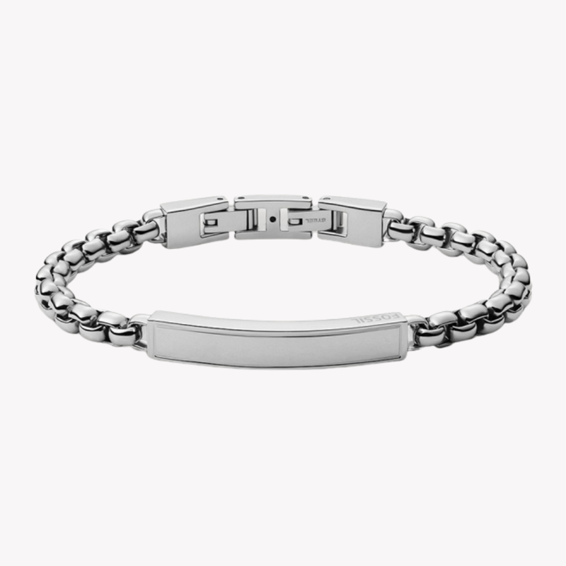 Fossil Men's Silver Bracelet, Sleek ID Plate | JF03919040