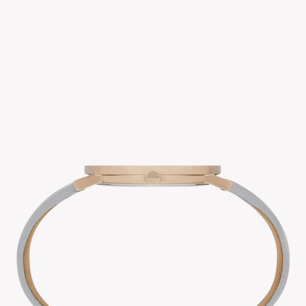 Pierre Cardin Women's Gray Leather Watch, Rose Gold Case | Cbv.1011