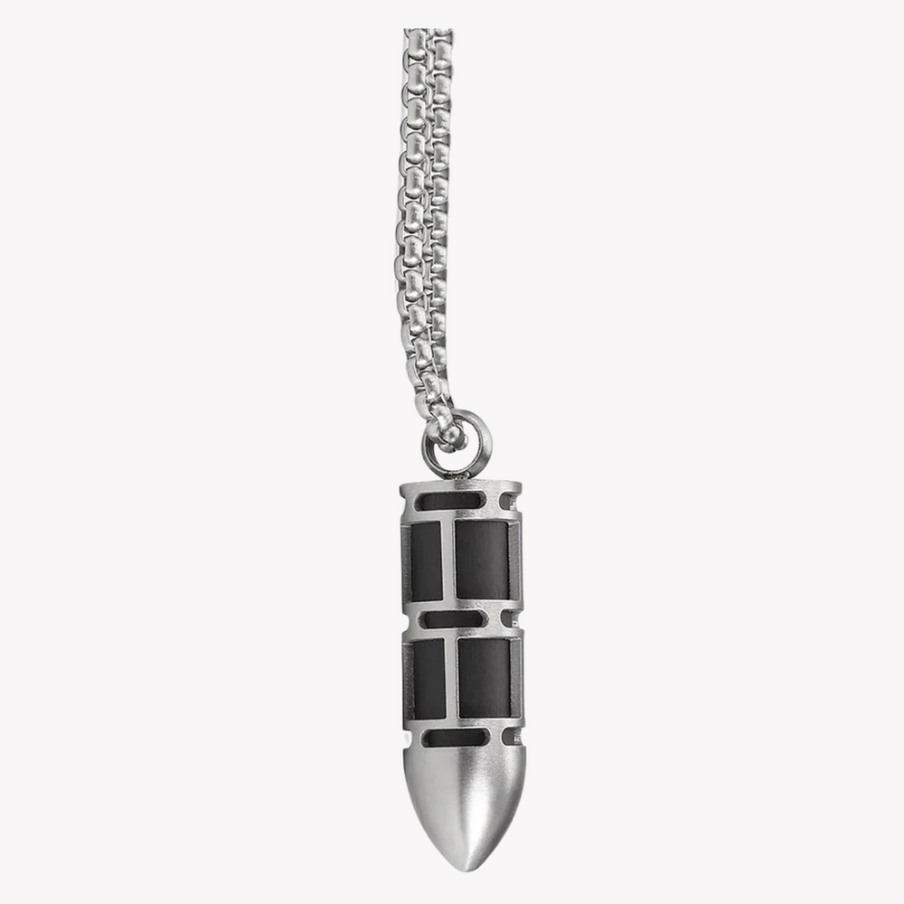 Zink Men's Silver Stainless Steel & Carbon Fiber Necklace | Zjpd021sm