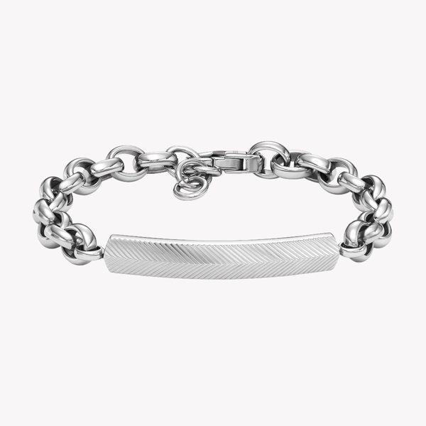 Fossil Men's Silver Bracelet, Linear Texture | JF04569040