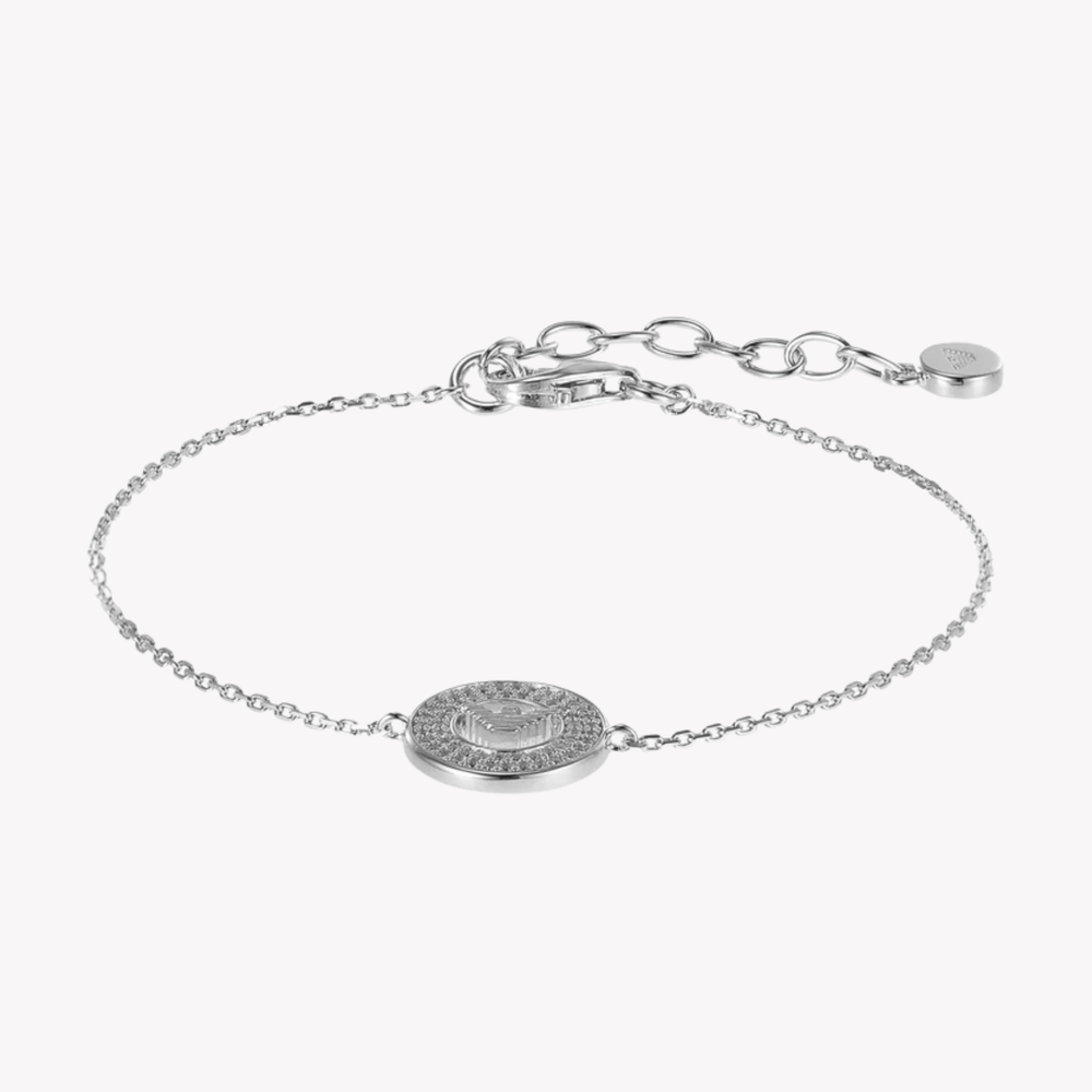 Emporio Armani Women's Silver Bracelet, Sterling Silver & Cubic Zirconia Eagle Logo | EG3586040