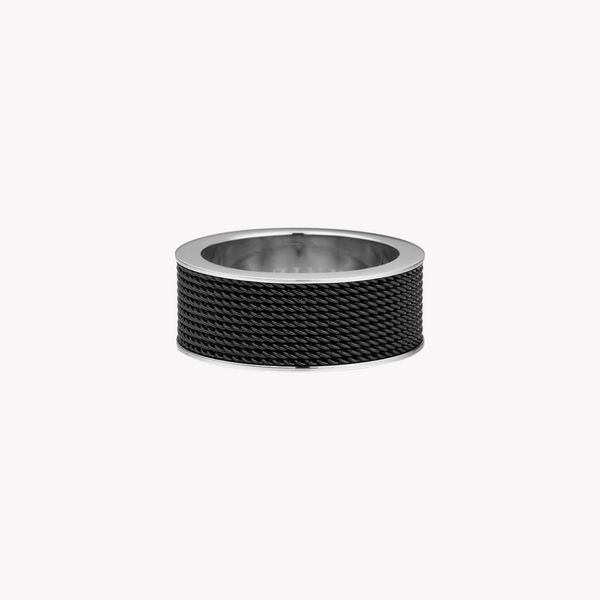 Zink Men's Silver & Black Stainless Steel Ring | Zjrg019sb