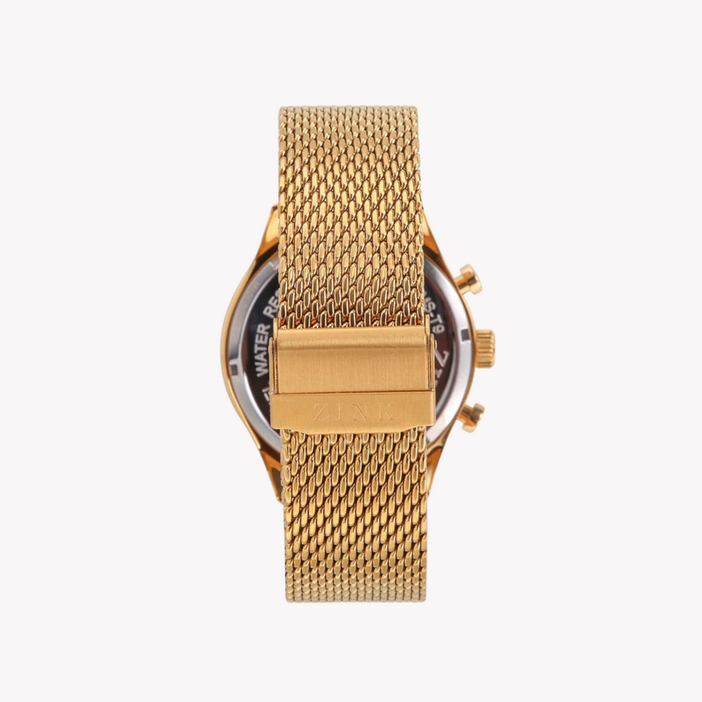 Zink Men's Gold Stainless Steel Analog Watch | Zk127g2ms-T9 by i-watch