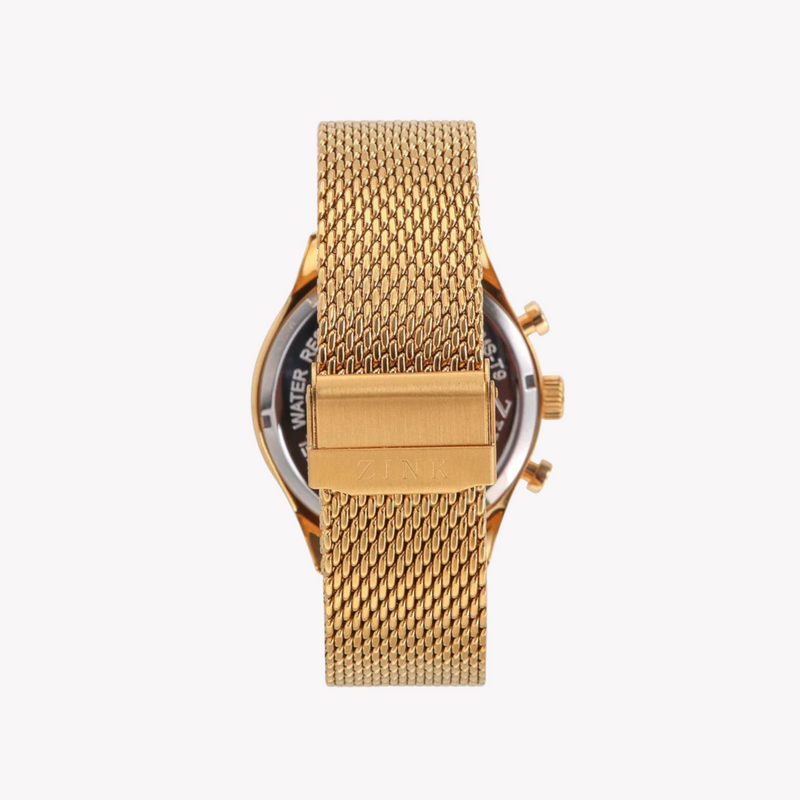 Zink Men's Gold Stainless Steel Analog Watch | Zk127g2ms-T9 by i-watch