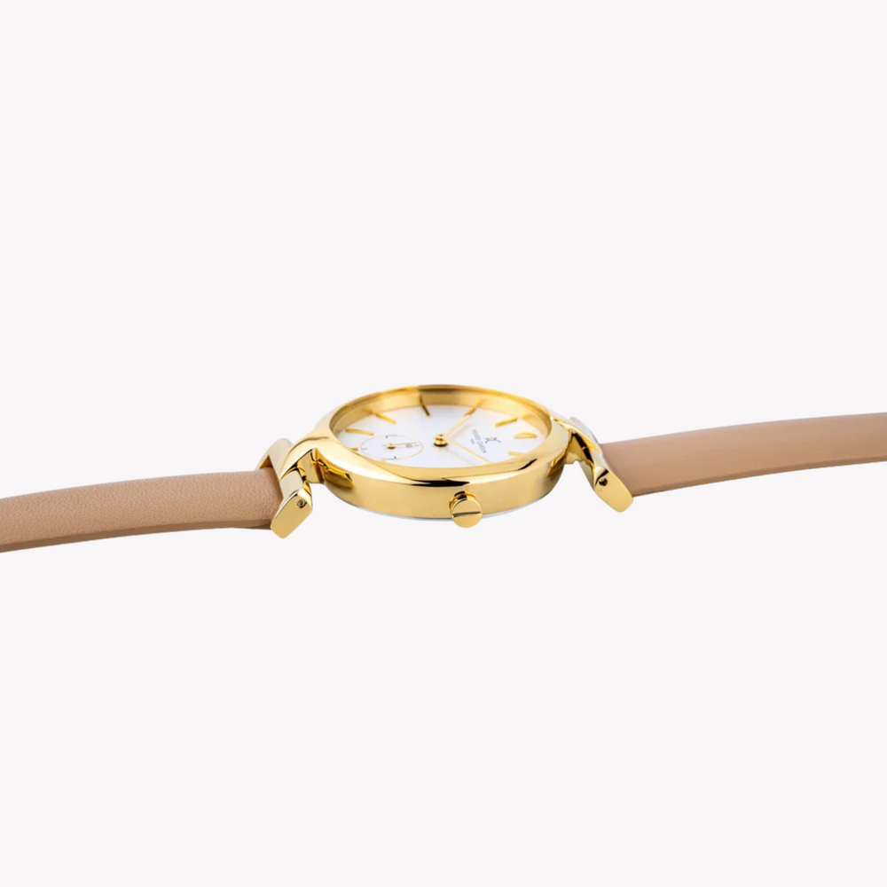 Pierre Cardin Women's Beige Leather Watch, Silver Dial | Cmd.3517 by i-watch
