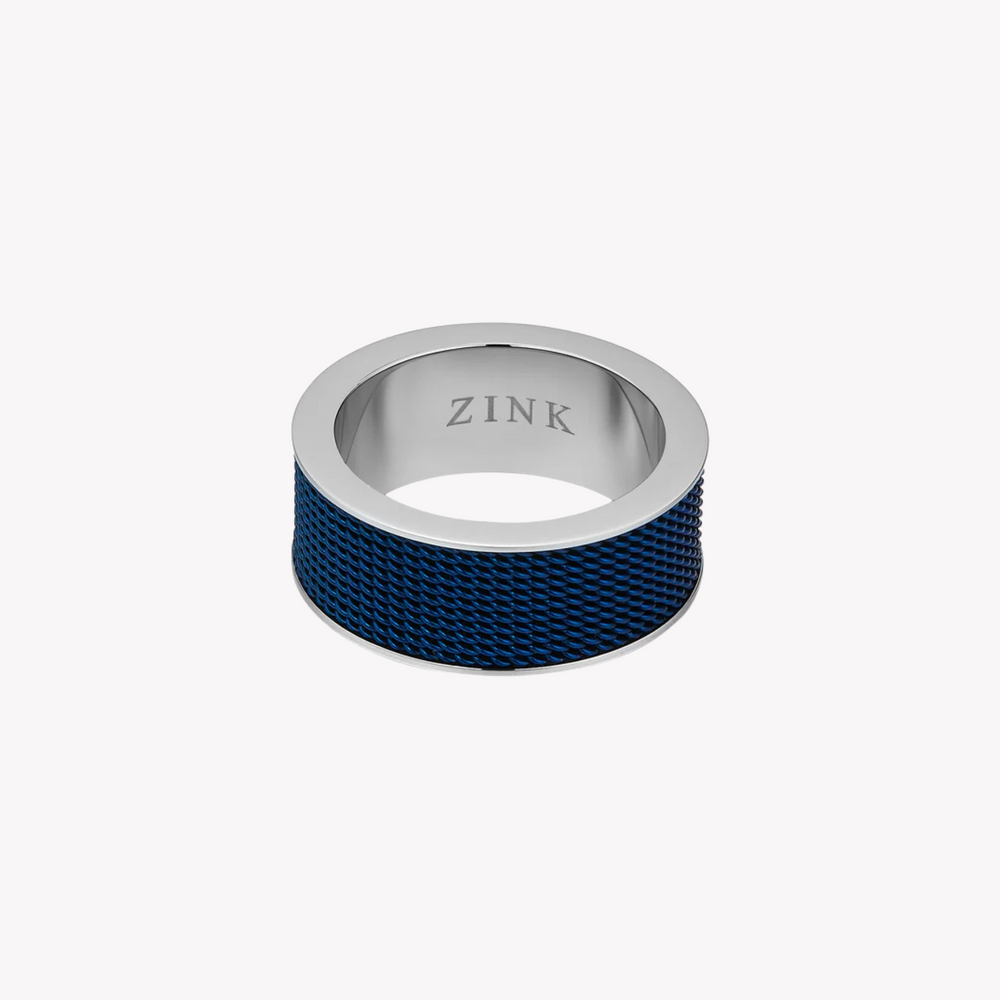 Zink Men's Silver & Blue Stainless Steel Ring | Zjrg019sbl