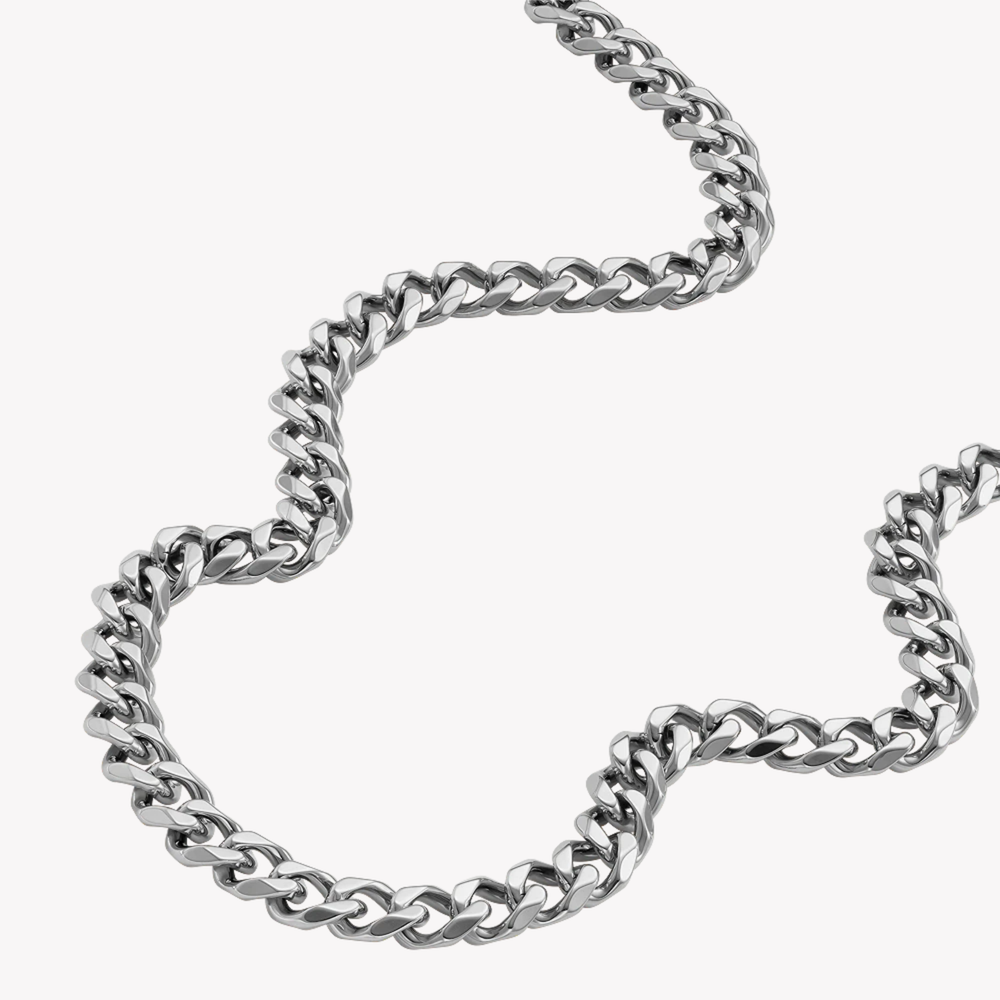Fossil Men's Silver Necklace, Bold Curb Chain | JF04614040