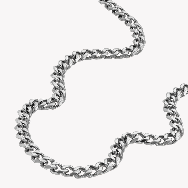 Fossil Men's Silver Necklace, Bold Curb Chain | JF04614040