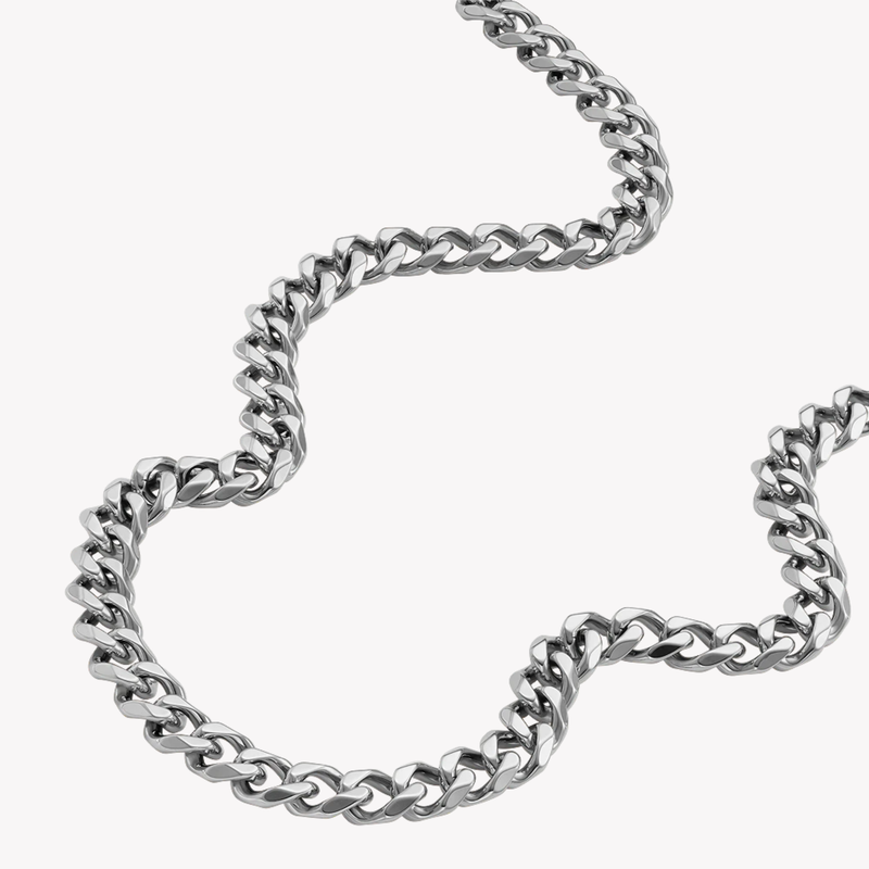 Fossil Men's Silver Necklace, Bold Curb Chain | JF04614040