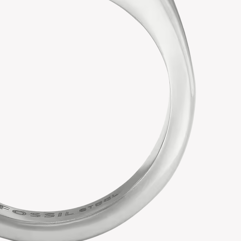 Fossil Men's Silver & Black Ring, Black Agate Signet | JF04603040510
