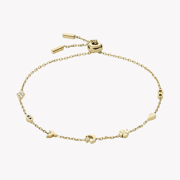 Fossil Women's Gold-Tone Bracelet, Cubic Zirconia Accents | JF04119710