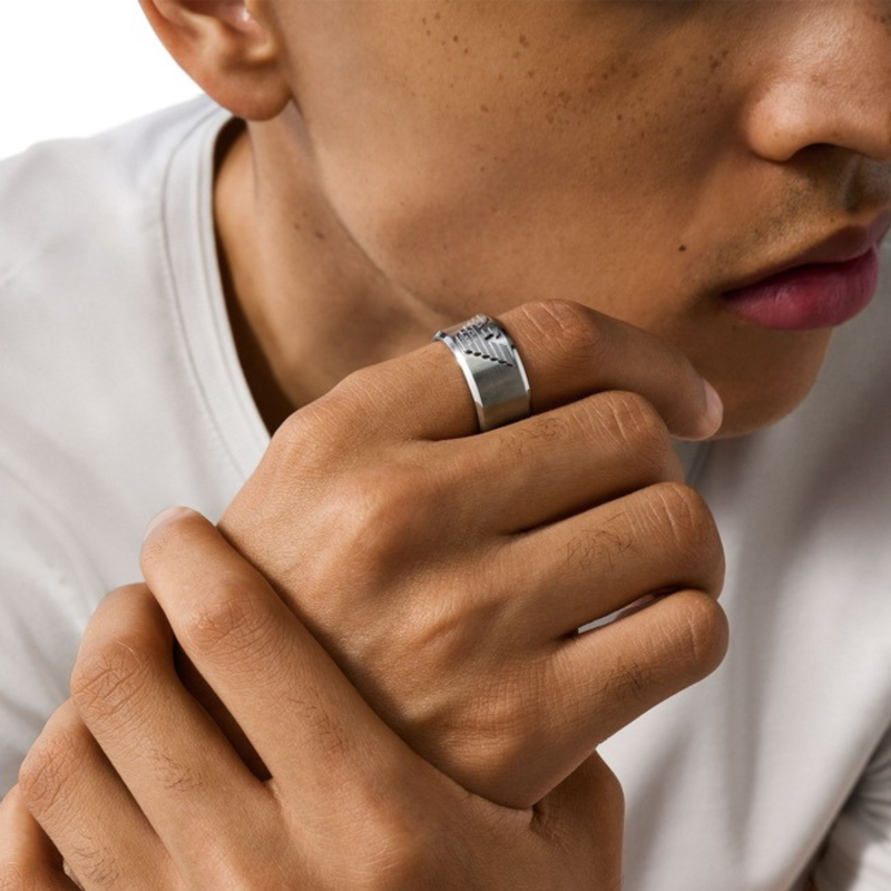 Emporio Armani Men's Silver Ring, Eagle Logo | EGS3166040510