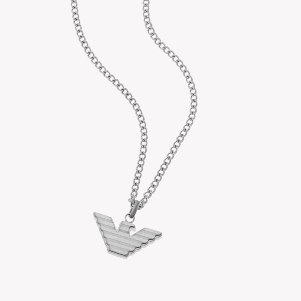 Emporio Armani Men's Silver Necklace, Logo Pendant | EGS2916040