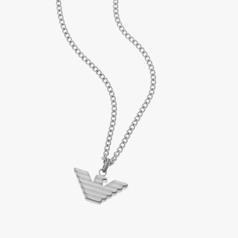 Emporio Armani Men's Silver Necklace, Logo Pendant | EGS2916040