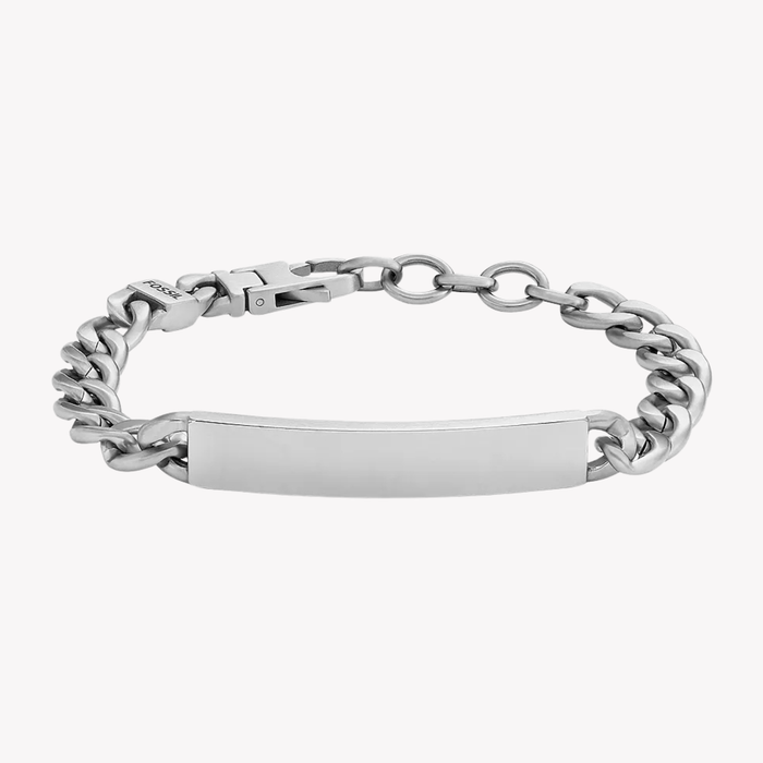 Fossil Men's Silver Bracelet, Engravable ID Plate | JF04164040